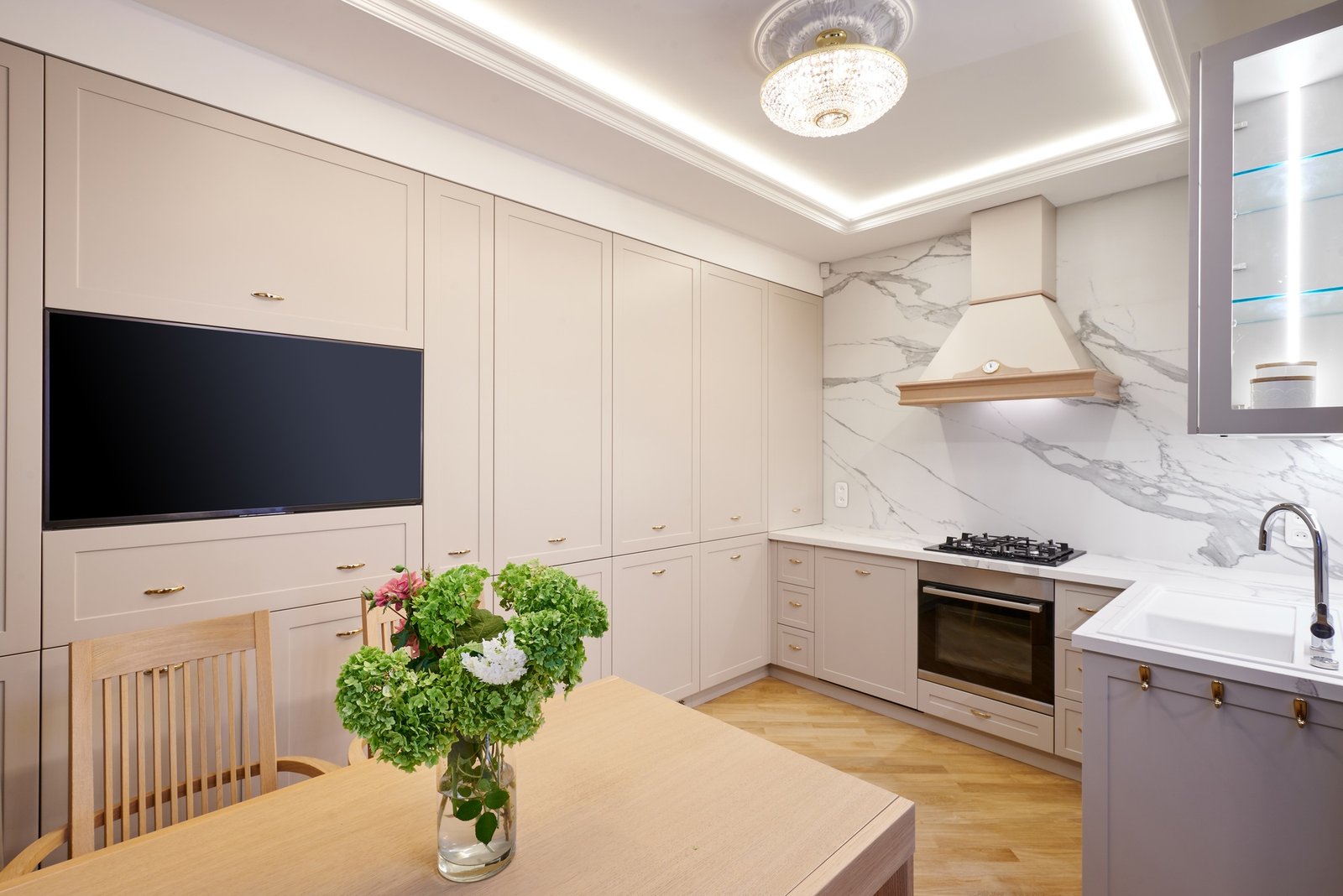 Modern white kitchen clean interior design